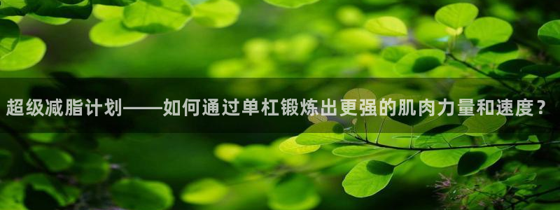 注册意昂4：超级减脂计划——如何通过单杠锻炼出更强的